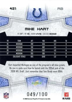 2008 Score - Red Zone #421 Mike Hart Back