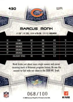2008 Score - Red Zone #430 Marcus Monk Back
