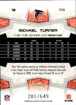 2008 Score - Scorecard #18 Michael Turner Back