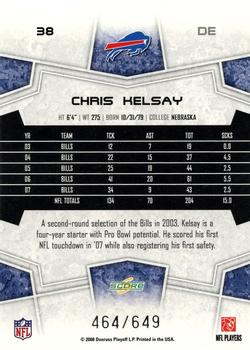 2008 Score - Scorecard #38 Chris Kelsay Back