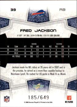 2008 Score - Scorecard #39 Fred Jackson Back