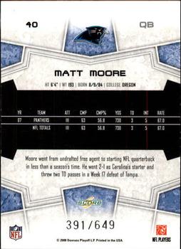 2008 Score - Scorecard #40 Matt Moore Back