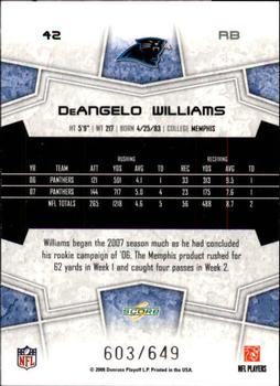 2008 Score - Scorecard #42 DeAngelo Williams Back