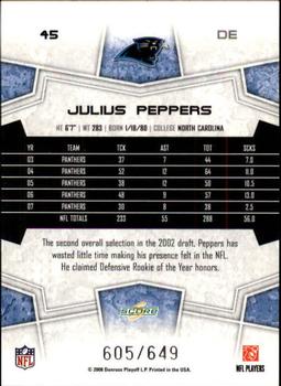 2008 Score - Scorecard #45 Julius Peppers Back