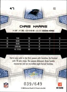 2008 Score - Scorecard #47 Chris Harris Back