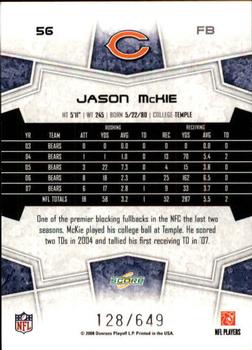 2008 Score - Scorecard #56 Jason McKie Back