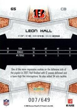 2008 Score - Scorecard #65 Leon Hall Back