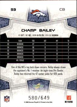 2008 Score - Scorecard #93 Champ Bailey Back
