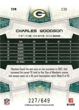 2008 Score - Scorecard #114 Charles Woodson Back