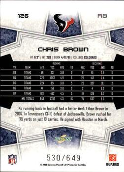 2008 Score - Scorecard #126 Chris Brown Back