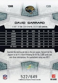 2008 Score - Scorecard #138 David Garrard Back