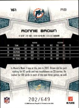 2008 Score - Scorecard #161 Ronnie Brown Back