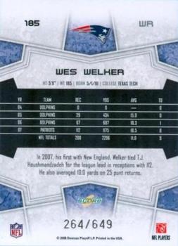 2008 Score - Scorecard #185 Wes Welker Back