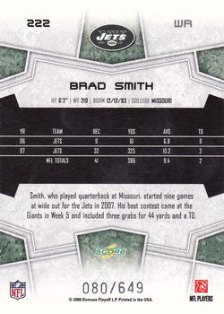 2008 Score - Scorecard #222 Brad Smith Back