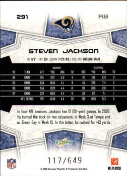 2008 Score - Scorecard #291 Steven Jackson Back