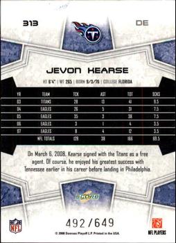 2008 Score - Scorecard #313 Jevon Kearse Back