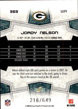 2008 Score - Scorecard #359 Jordy Nelson Back