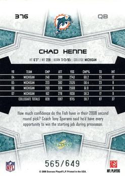 2008 Score - Scorecard #376 Chad Henne Back