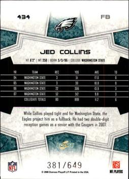 2008 Score - Scorecard #434 Jed Collins Back