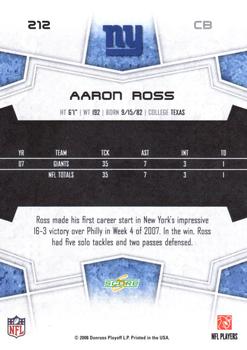 2008 Score - Super Bowl XLIII #212 Aaron Ross Back