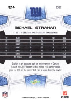 2008 Score - Super Bowl XLIII #214 Michael Strahan Back