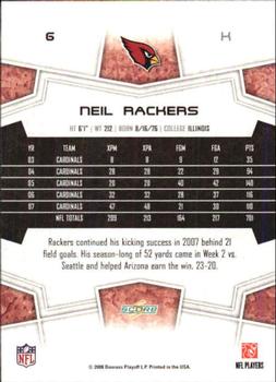 2008 Score - Super Bowl XLIII #6 Neil Rackers Back