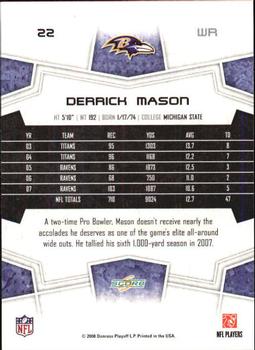 2008 Score - Super Bowl XLIII #22 Derrick Mason Back