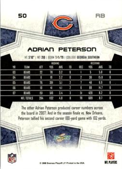 2008 Score - Super Bowl XLIII #50 Adrian Peterson Back