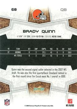 2008 Score - Super Bowl XLIII #68 Brady Quinn Back