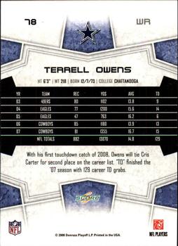 2008 Score - Super Bowl XLIII #78 Terrell Owens Back