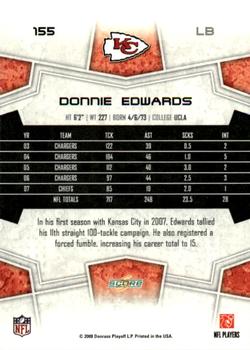 2008 Score - Super Bowl XLIII #155 Donnie Edwards Back