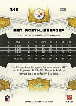 2008 Score - Super Bowl XLIII #248 Ben Roethlisberger Back