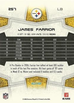 2008 Score - Super Bowl XLIII #257 James Farrior Back