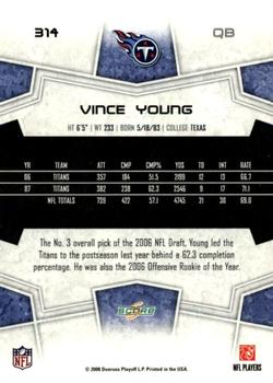 2008 Score - Super Bowl XLIII #314 Vince Young Back
