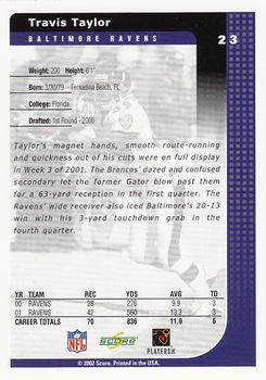2002 Score #23 Travis Taylor Back