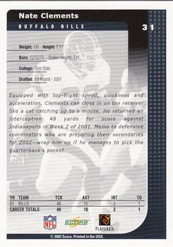 2002 Score #31 Nate Clements Back