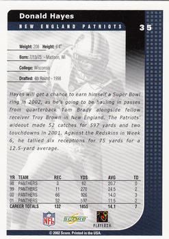 2002 Score #35 Donald Hayes Back