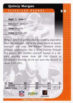 2002 Score #59 Quincy Morgan Back