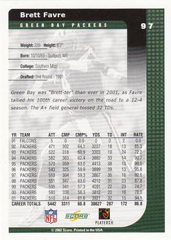2002 Score #97 Brett Favre Back