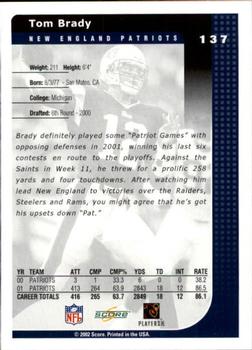 2002 Score #137 Tom Brady Back