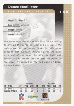 2002 Score #140 Deuce McAllister Back