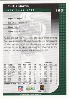 2002 Score #162 Curtis Martin Back