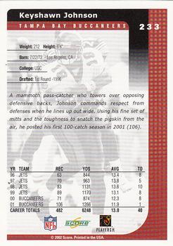 2002 Score #233 Keyshawn Johnson Back