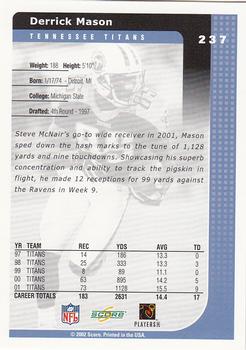 2002 Score #237 Derrick Mason Back