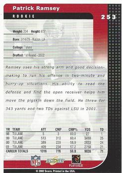 2002 Score #253 Patrick Ramsey Back