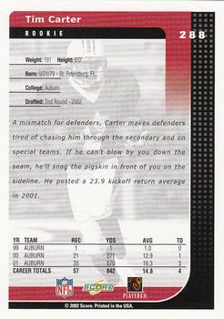 2002 Score #288 Tim Carter Back