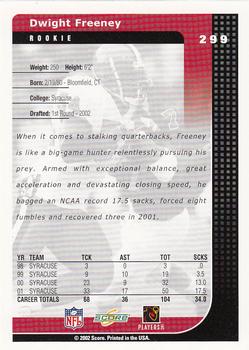 2002 Score #299 Dwight Freeney Back