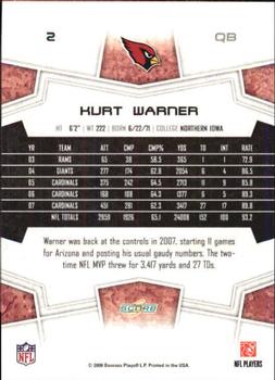 2008 Score - Super Bowl XLIII Black #2 Kurt Warner Back