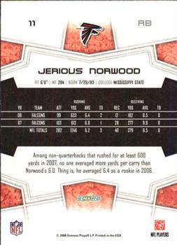 2008 Score - Super Bowl XLIII Black #11 Jerious Norwood Back