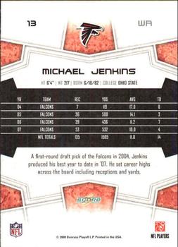 2008 Score - Super Bowl XLIII Black #13 Michael Jenkins Back